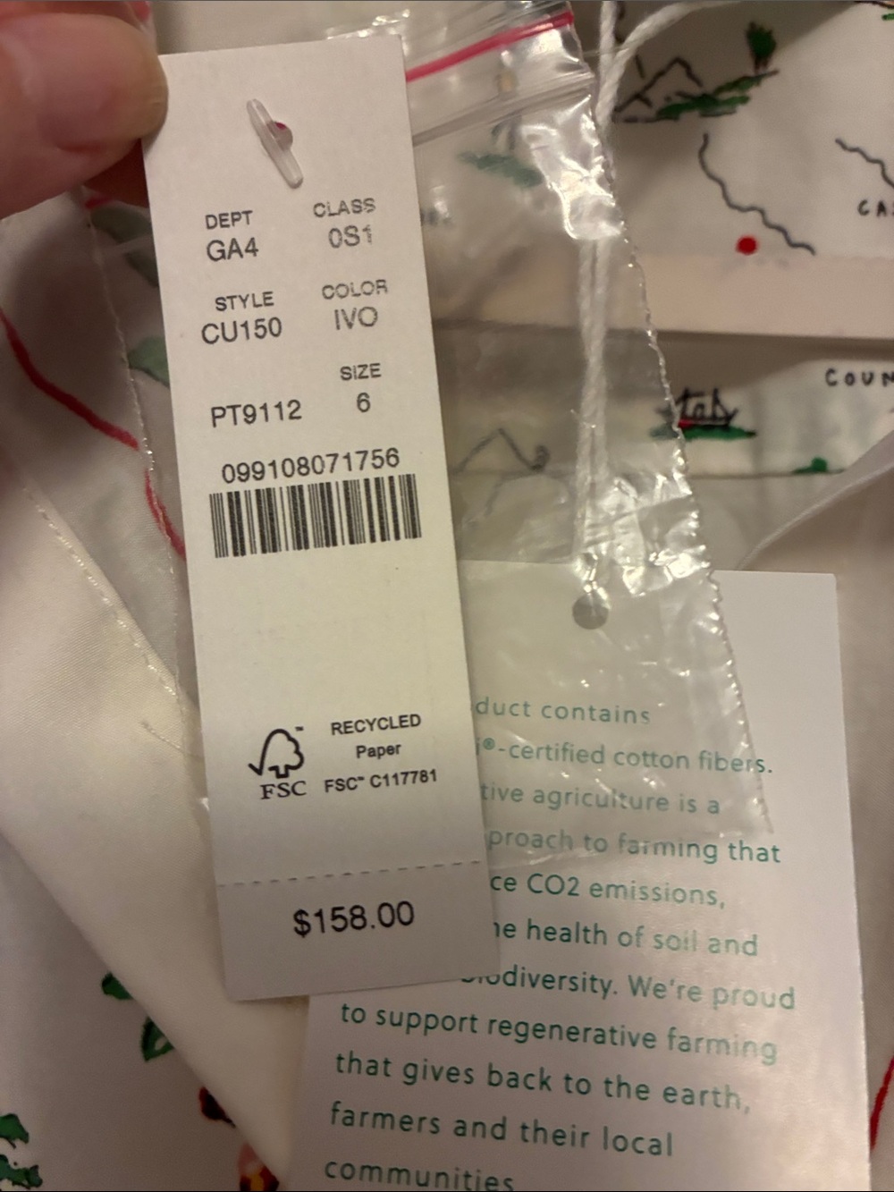 J. Crew Cream Shirt Dress with Red Floral Trim and Green Accents - Picture 4 of 10